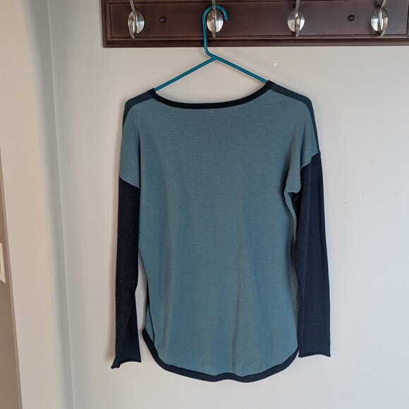 Smartwool Women's Shadow Pine Colorblock Sweater  Medium Twilight Blue Heather - Picture 7 of 8